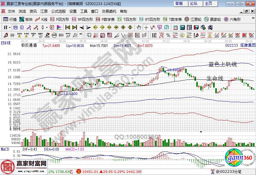 江恩工具極反通道指標